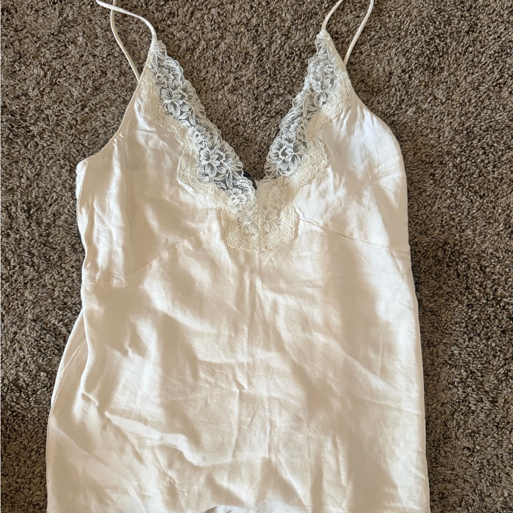 Zara Cream Lace Trim Slip tank